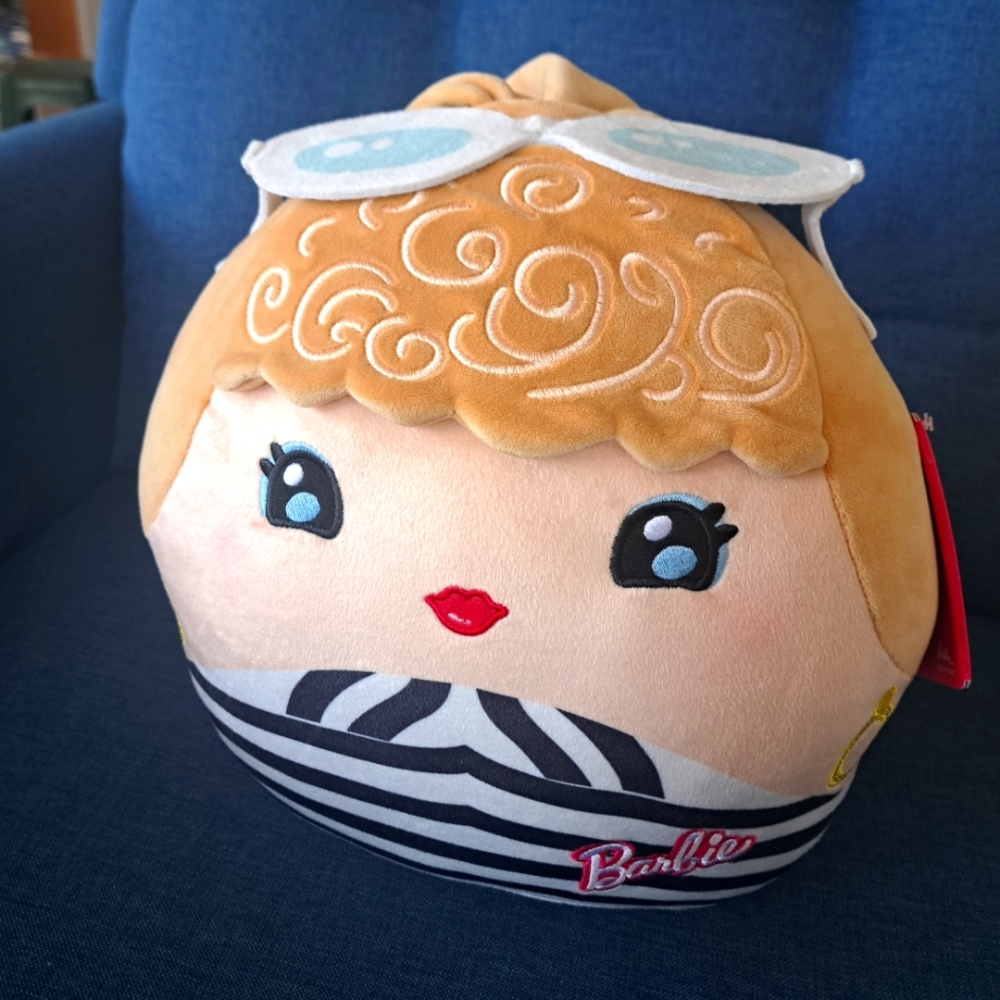 BARBIE CUUTOPIA 12" Plush SQUISHMALLOW Stuffed Toy Mattel Black White stripe
